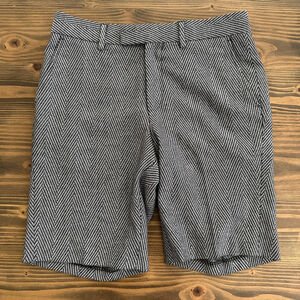 Mens ASOS Black White Herringbone Flat Front Shorts Size 30 NWT Wool Blend Dress